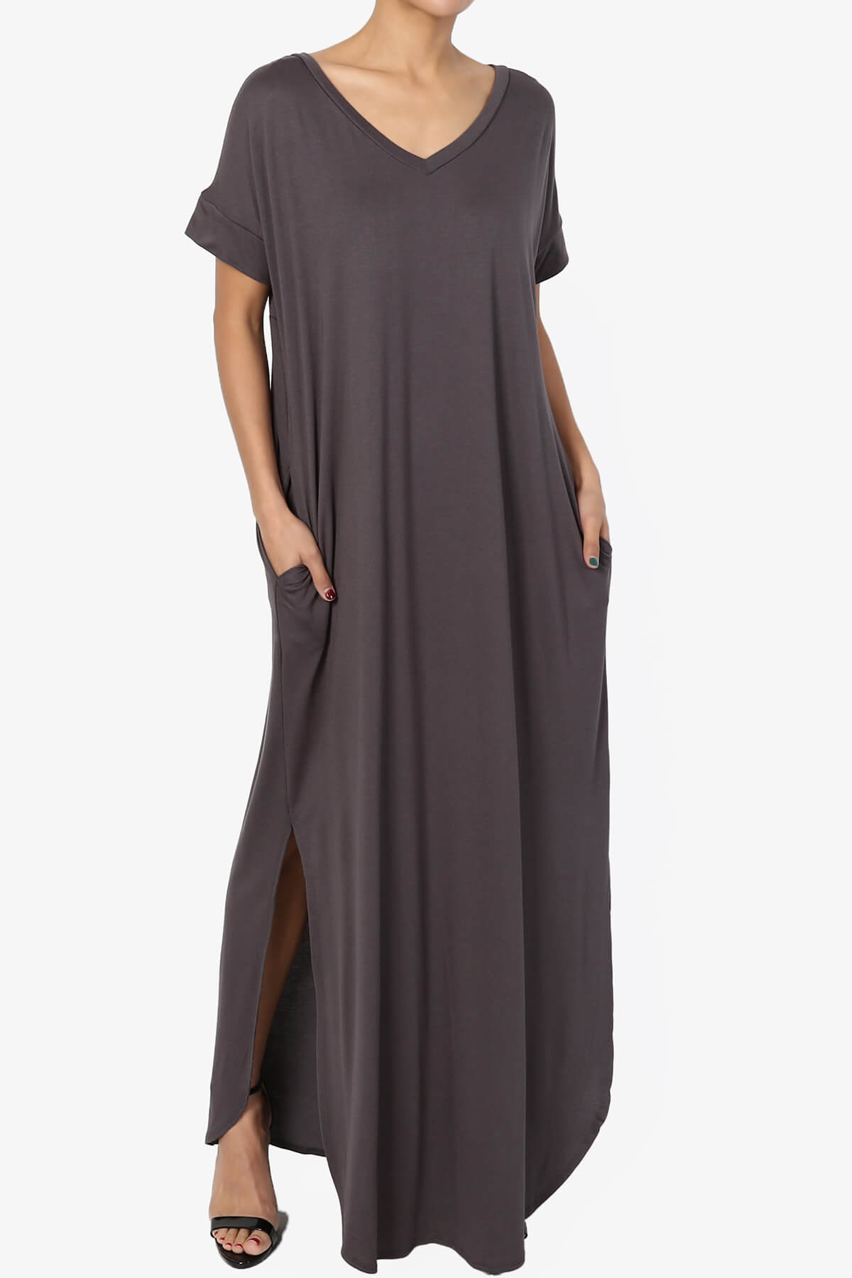 Lunar Pocket T-Shirt Maxi Dress ASH GREY_1
