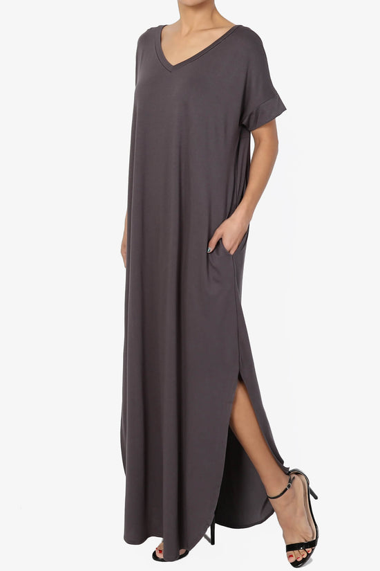 Lunar Pocket T-Shirt Maxi Dress ASH GREY_3