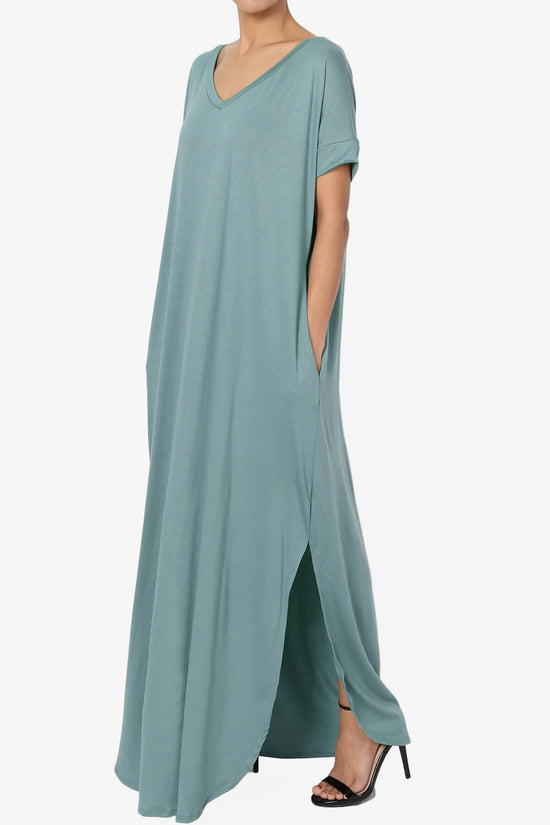 Lunar Pocket T-Shirt Maxi Dress DUSTY BLUE_3