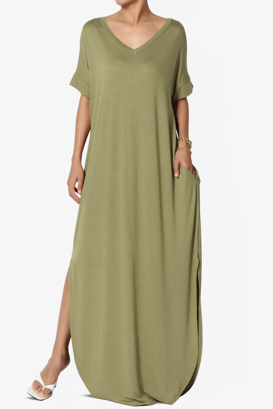 Lunar Pocket T-Shirt Maxi Dress KHAKI GREEN_3