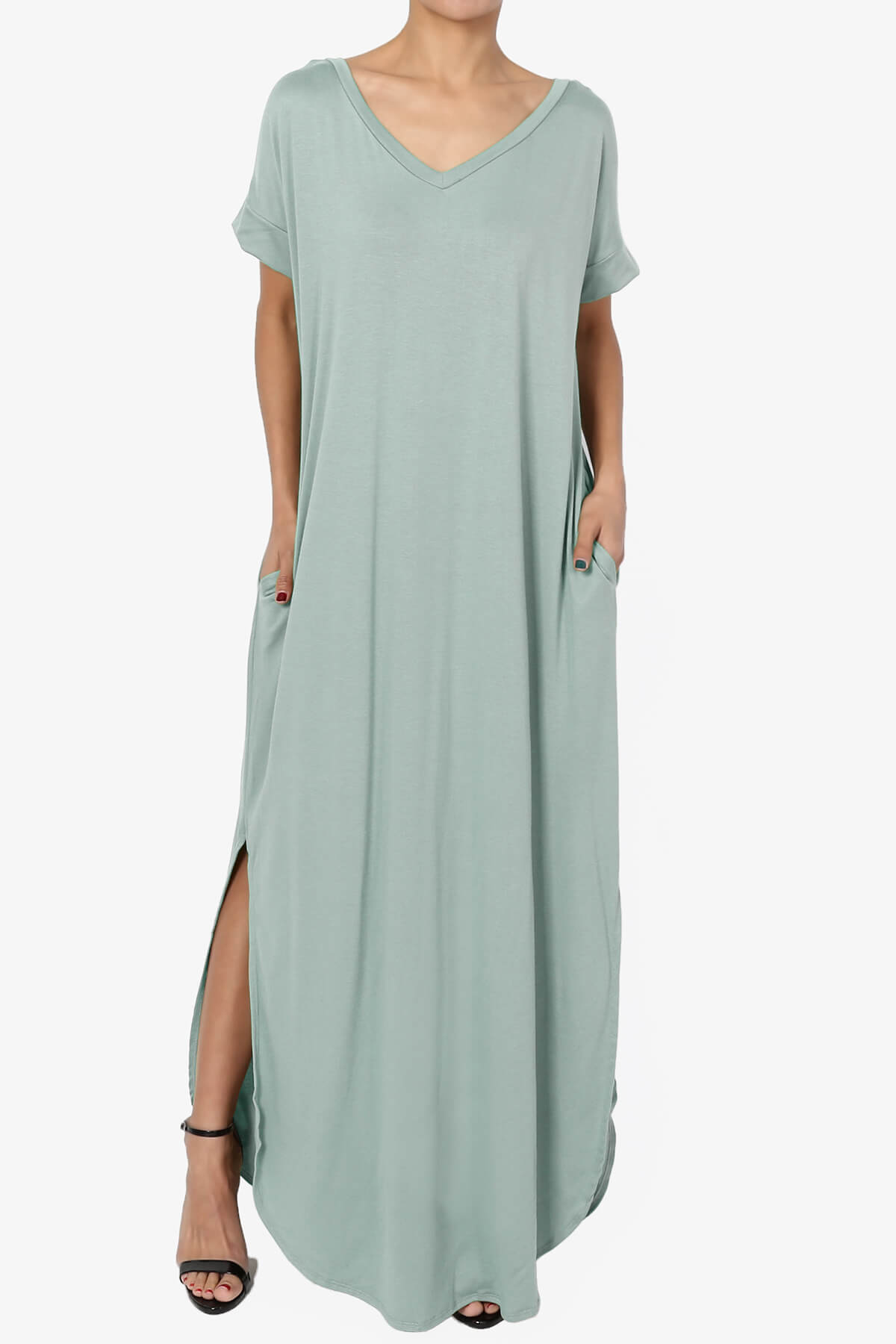 Lunar Pocket T-Shirt Maxi Dress LIGHT GREEN_1