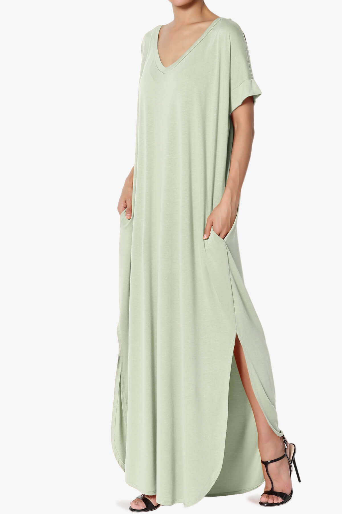 Lunar Pocket T-Shirt Maxi Dress LIGHT SAGE_3