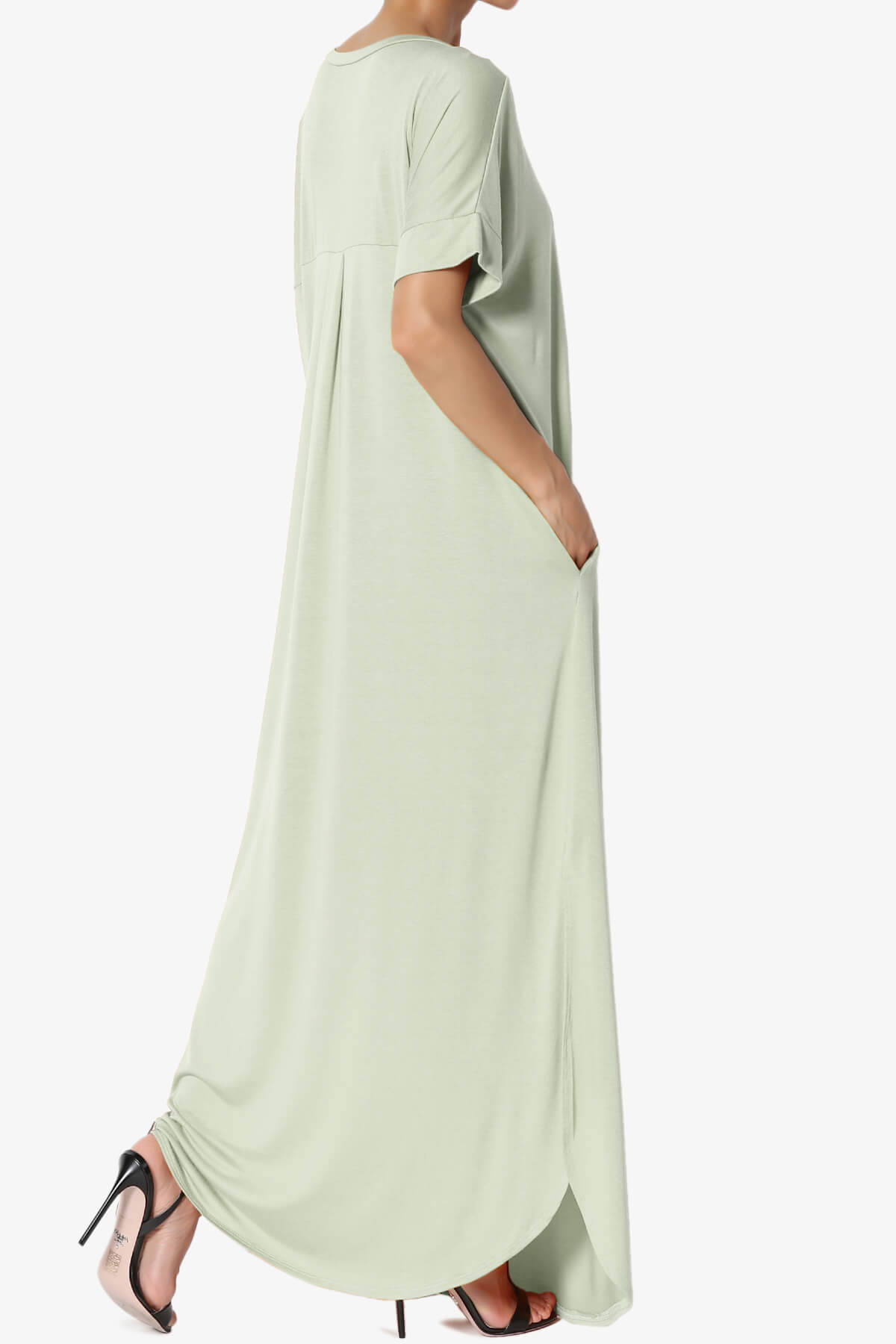 Lunar Pocket T-Shirt Maxi Dress LIGHT SAGE_4