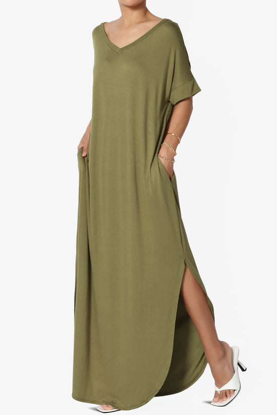 Lunar Pocket T-Shirt Maxi Dress OLIVE KHAKI_1