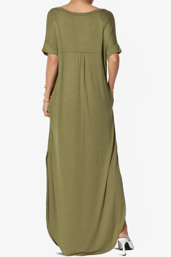 Lunar Pocket T-Shirt Maxi Dress OLIVE KHAKI_2