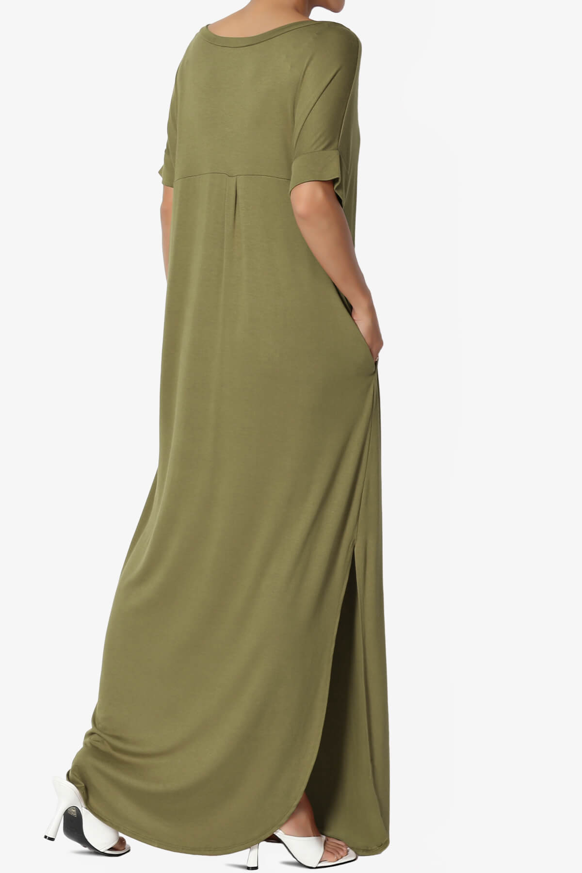 Lunar Pocket T-Shirt Maxi Dress OLIVE KHAKI_4