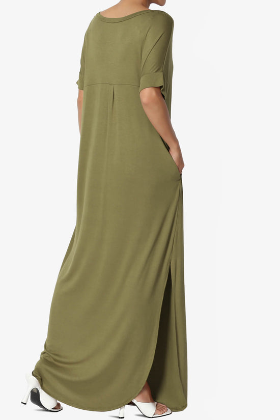 Lunar Pocket T-Shirt Maxi Dress OLIVE KHAKI_4