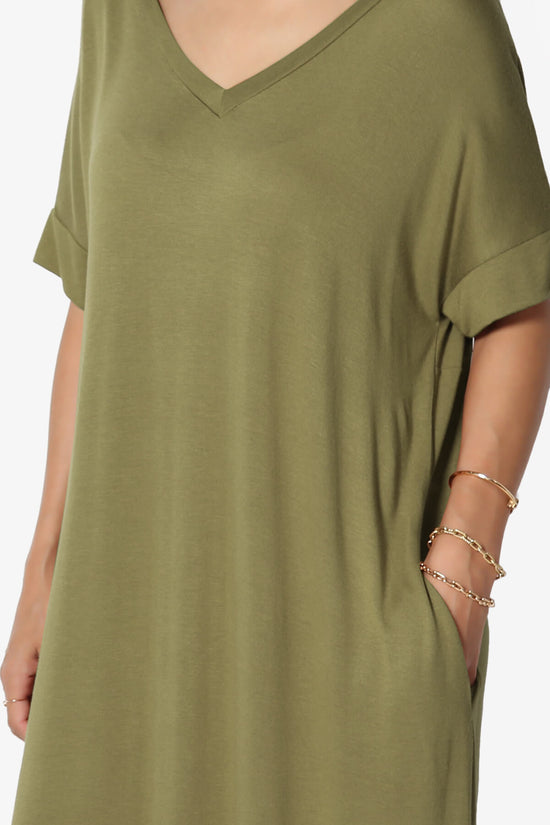 Lunar Pocket T-Shirt Maxi Dress OLIVE KHAKI_5