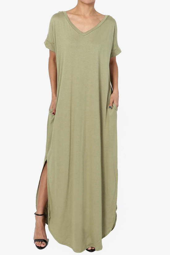 Lunar Pocket T-Shirt Maxi Dress SAGE_1