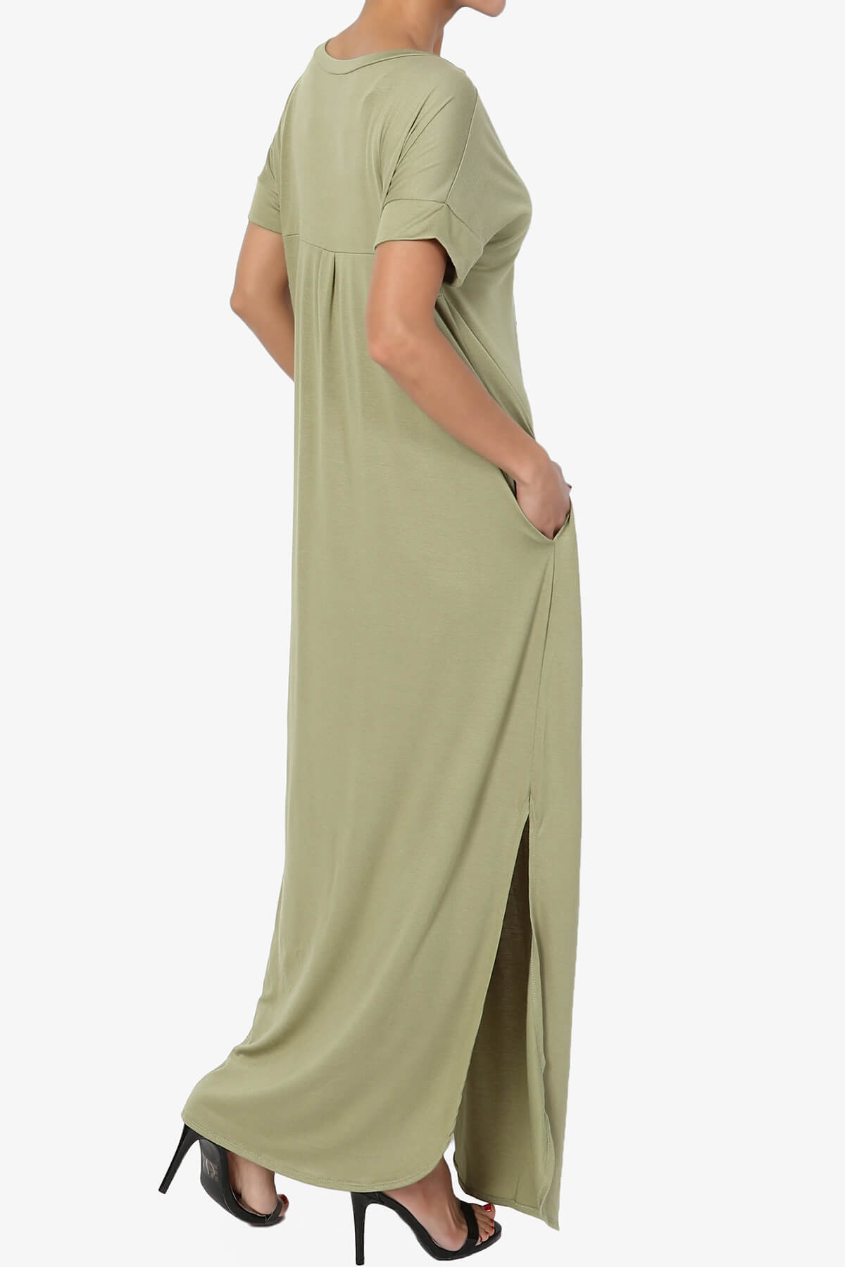 Lunar Pocket T-Shirt Maxi Dress SAGE_4