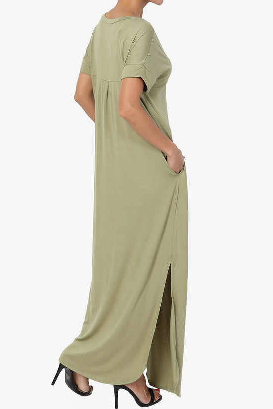 Lunar Pocket T-Shirt Maxi Dress SAGE_4
